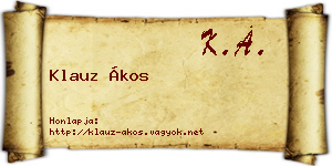 Klauz Ákos névjegykártya